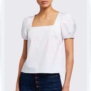 Alice + Olivia Bernice White Puff Sleeve Top XL